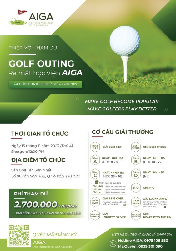 Thiệp mời tham dự buổi Golf Outing ra mắt học viện AIGA