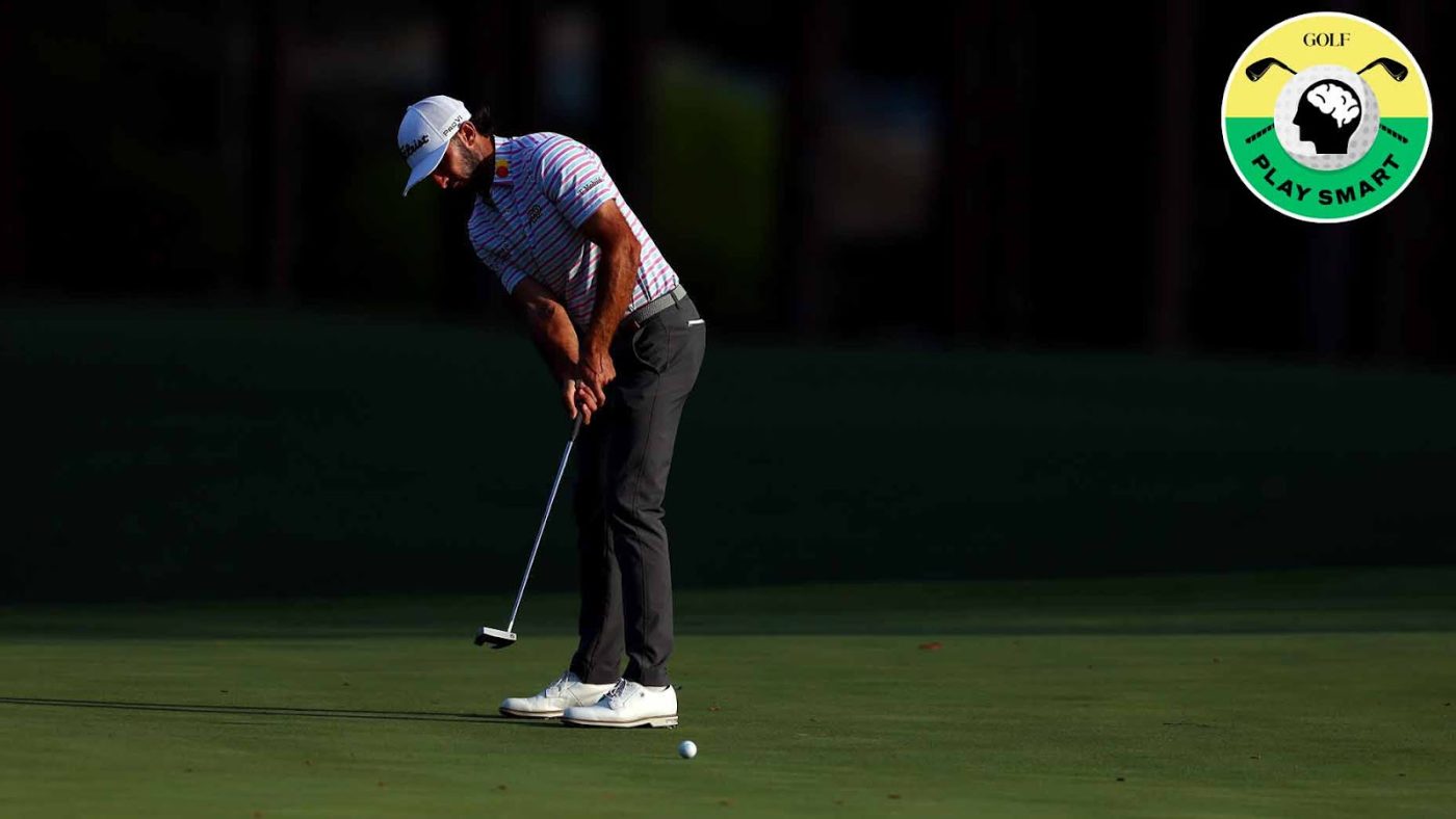 max homa hits a putt during the first round of the 2024 masters