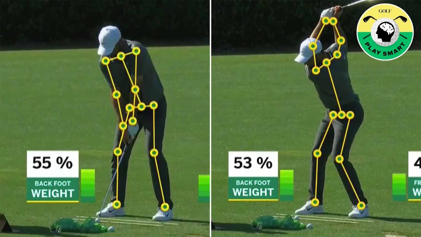 scottie scheffler swings on the range during cbs broadcast coverage of the masters